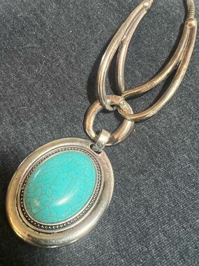 Turquoise Oval Pendant Necklace - Silver-Tone Women's Jewelry